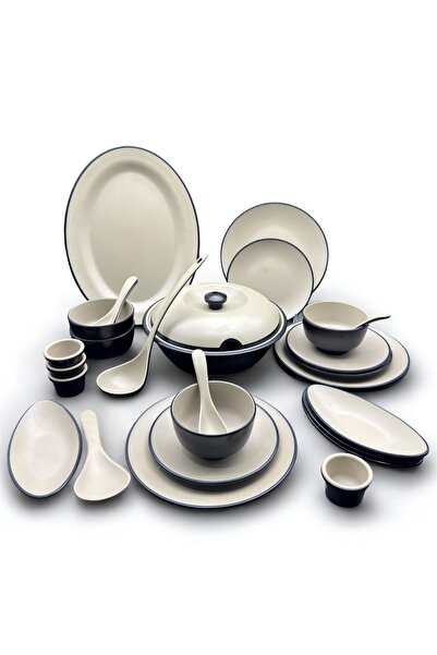 LANDREEN Luxury melamine dinner set for 4 people, 29 pieces