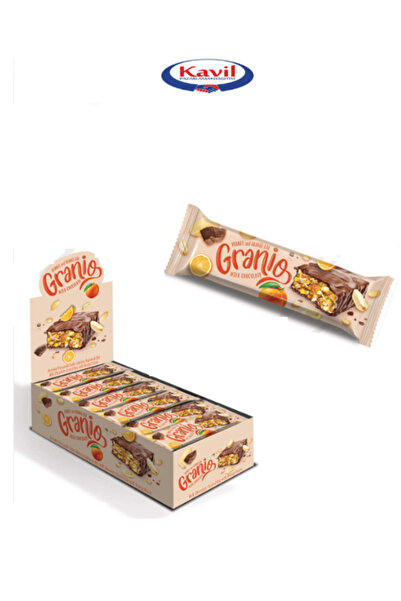 GRANIO Sütlü Çikolata Kaplamalı Portakallı Meyveli Bar 40 gr X 24 Adet