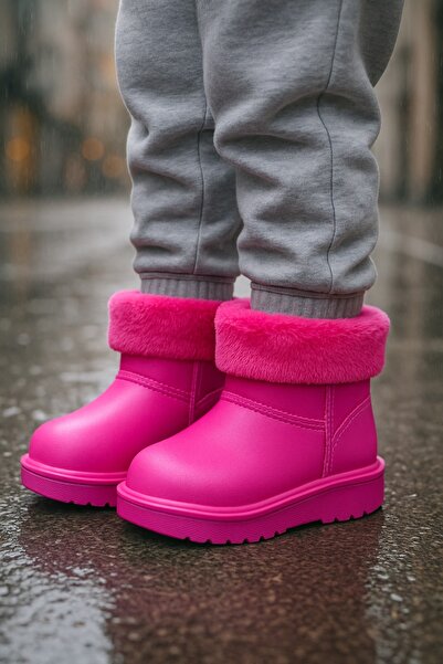 minibonito Waterproof Fur Lined Girls' Eva Rain Snow Boots