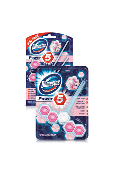 Domestos Power5 Toilet Rim Block, 2 x 55 g, Magnolia