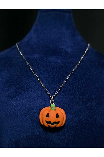 sarıyer silver Steel Necklace Pumpkin Horror Themed Halloween Halloween Concept Jewelry