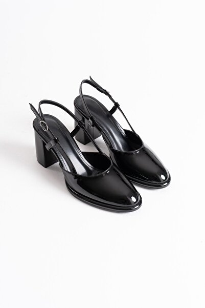 TRENDELLA Denma Black Patent Leather Women's Heeled Shoes