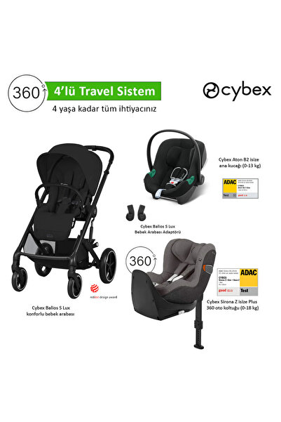 Cybex 4 lü travel sistem Balios S Lux Moon Black + Aton B2 + Sirona Zi 360 isize + Balios Adaptör