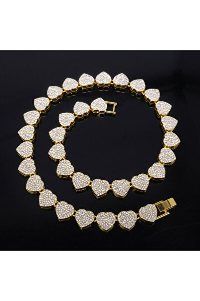 Choice7 Gold Color 45cm ZAKOL 45CM New Hip Hop Tennis Chain Bracelet Necklace...