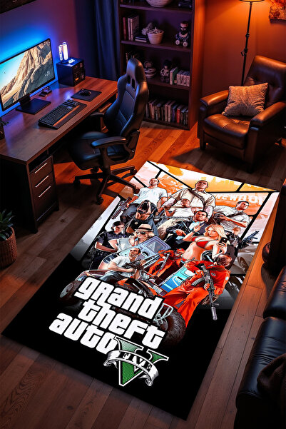 Charmbi Grand Theft Auto Desenli Kaymaz Taban Makinede Yıkanabilir Gaming Oyu...