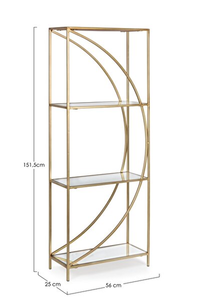 Bizzotto Χρυσό σιδερένιο ράφι με 3 γυάλινα ράφια Elenor 56 εκ. x 25 εκ. x 151,5 εκ.