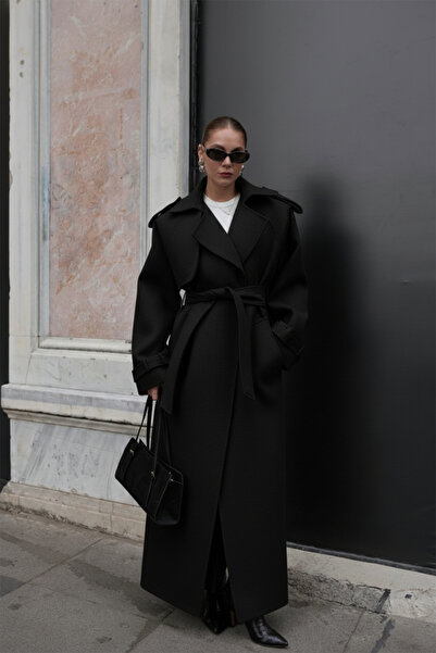 NET OF NOT Γυναικείο παλτό με ζώνη, άνετο και υψηλής ποιότητας, με λεπτομέρειες από απολέτα και λεπτομέρειες από την επένδυση