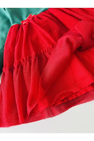 COLORED BABY Girl's Lined Tulle Skirt Christmas New Year Themed Dress and Crown Set