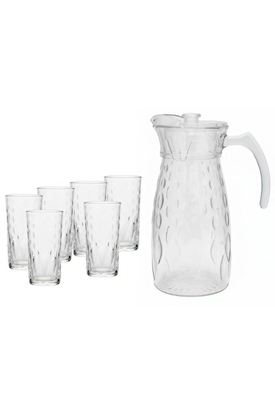 ALQANNAS 1800ml glass jug with lid and 6 crystal glasses, 250ml capacity | Luxury juice and water serving set