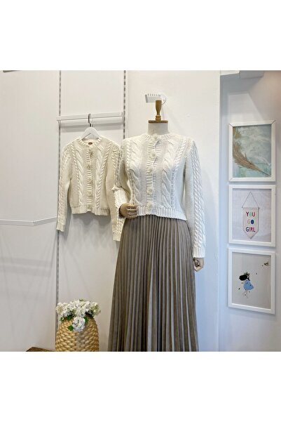 Faya Boutique Ekru Boncuk Düğmeli Hırka