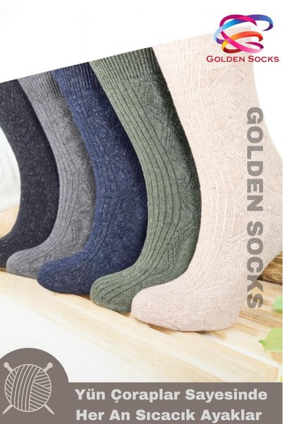 GOLDEN SOCKS Winter Thermal Wool Socks 5 Pairs, Thermal Effect Socks, Stitch-Free Heat Protective Socks