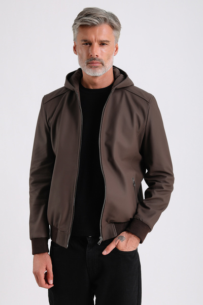 MQ Leather Maroquin Leather Arda Men's Hooded Leather Coat