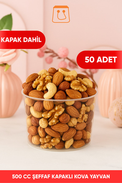 Öztürk ambalaj 500 cc Kapaklı Şeffaf Kova Yayvan Şeker Kovası Reçel Kabı Loku...