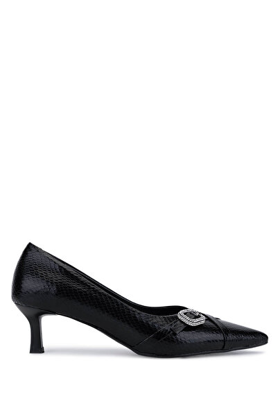 Tamer Tanca Women's Faux Leather Black Heeled Shoes