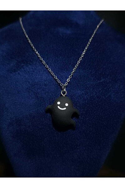 sarıyer silver Black Cute Ghost Steel Necklace Halloween Halloween Themed Gothic Necklace