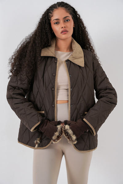 Bigdart Kadın Kapitone Oversize Mont 5226 - Kahve Bej