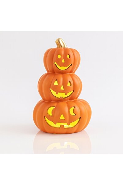 Ivosa Halloween Decor with 3 Luminous Polyresin Pumpkins, with LED – 28 cm, F...
