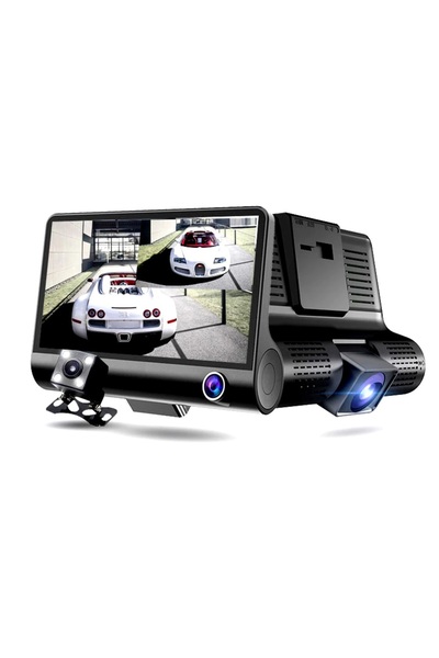 Wevolt 3 Kameralı 4 Inç 1080p Yol Kayıt Kamerası.üç Kameralı Araç Kamera.HAFIZA KARTLI TÜRKÇE MENÜ
