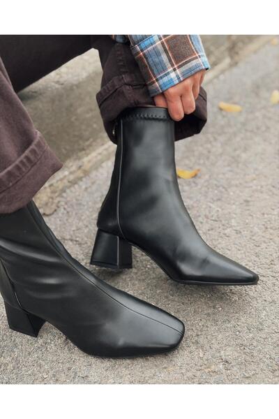 I Love Shoes Jornel Kadın Topuklu Streç Bot Siyah Mat Deri