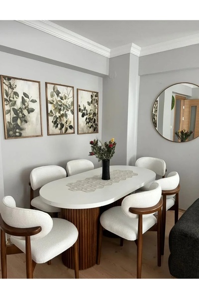 NORTE Bohem Masa Takımı Ahşap Masa Takımı 6 Kişilik Masa Sandalye Takımı İska...