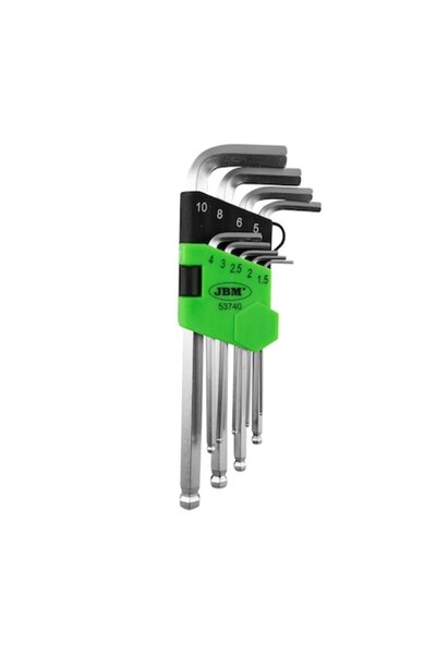 JBM Set de 9 chei hexagonale scurte, 'L',