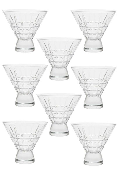 ALQANNAS 8-piece crystal glass yogurt dessert set with a fixed base