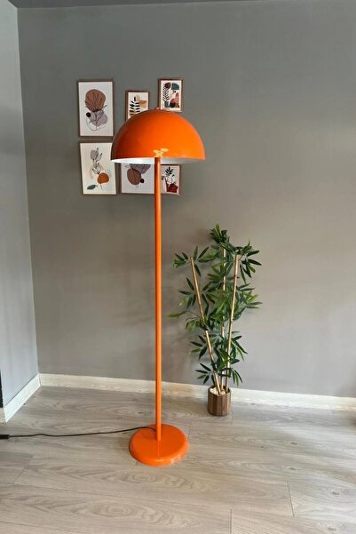 Bamyum Dimmerli Işığı Ayarlanabilen Işığı Artırılıp Azaltılabilen Turuncu Metal Lambader