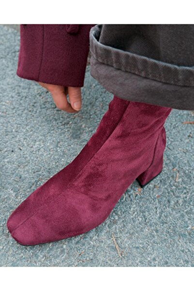 I Love Shoes Jornel Kadın Topuklu Streç Bot Bordo Süet