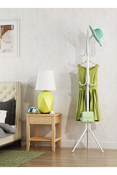 Bukela Multi-Functional Metal Clothes Rack - 12 Hooks Hall Tree Coat Hanger (White)