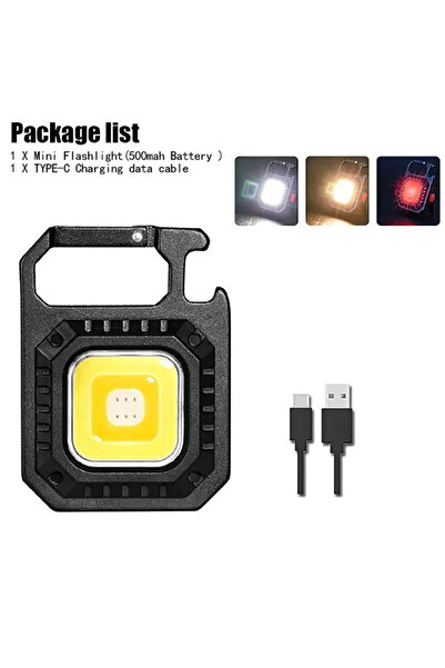 Heinast 1 قطعة مصباح يدوي LED صغير مغناطيسي COB للتخييم في الهواء الطلق مصباح عمل جيب 800 لومن USB Recha