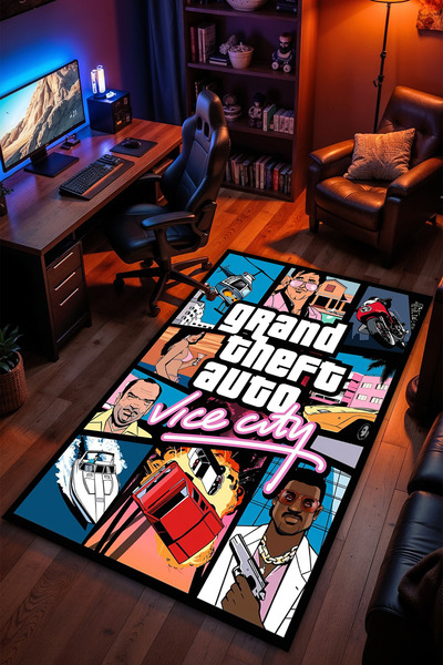 Charmbi Grand Theft Auto Desenli Kaymaz Taban Makinede Yıkanabilir Gaming Oyu...