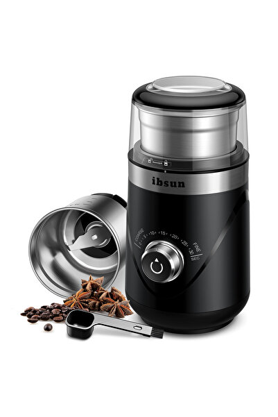 ibsun مطحنة قهوة كهربائية قابلة للتعديل v60، مطحنة توابل مع وعاء واحد قابل للإزالة من الفولاذ المقاوم للصدأ
