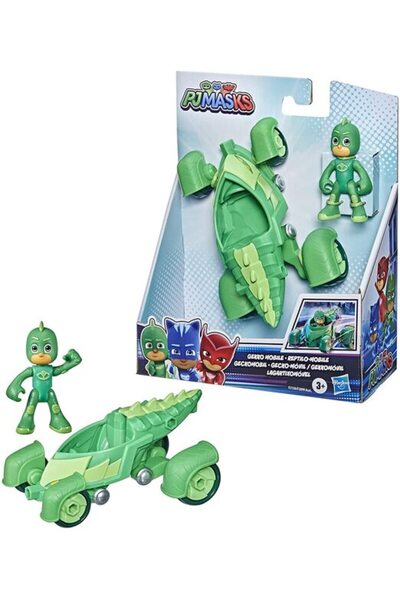 PJ Masks لعبة جيكو موبايل للأطفال من سن 3 سنوات فما فوق، سيارة جيكو مع شخصية جيكو المتحركة