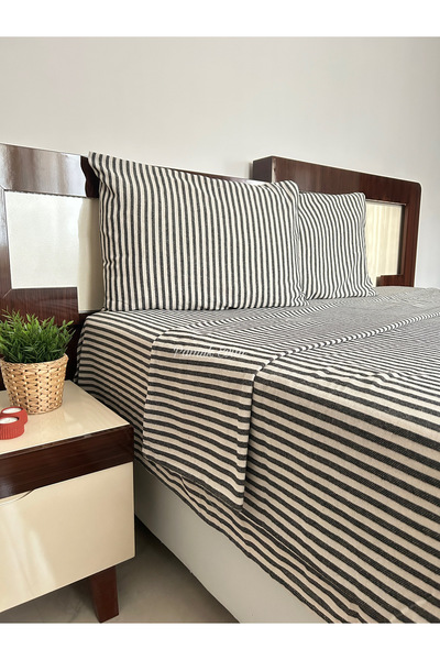 metin tekstil Set de lenjerie de pat dublu cu dungi de in