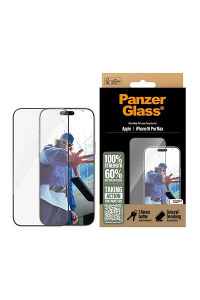CARE by PanzerGlass® Folie de sticlă pentru iPhone 16 Pro Max, fixare ultra-l...
