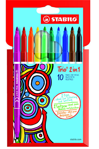 Other Pixuri cu vârf de pâslă Stabilo Trio 2 în 1, 10 bucăți, pentru școală