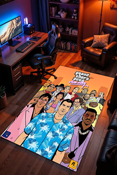 Charmbi Grand Theft Auto Desenli Kaymaz Taban Makinede Yıkanabilir Gaming Oyu...