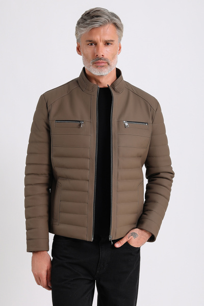 MQ Leather Maroquin Leather Leandro Men's Puffer Leather Coat