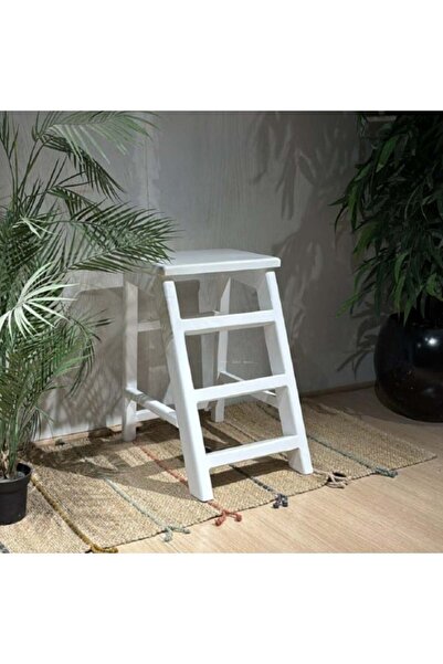 Story of candle Hikayat Sham'a Wooden Step Ladder, White, Indoor/Outdoor, 65x40x65 cm