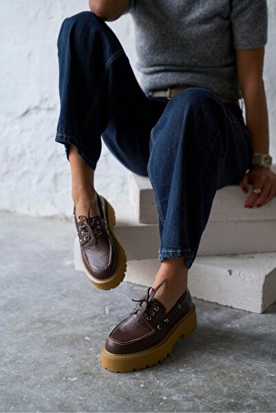 PELİN'İN AYAKKABILARI NAPO KAHVE DERİ MAKOSEN