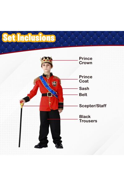 Oxygen Plus Costum de rege pentru copii — Set din 6 piese (Haină, Pantaloni, ...