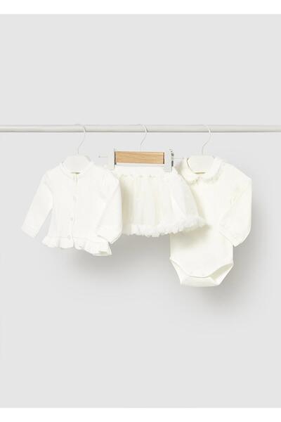 MAYORAL Winter Baby Girl 3-Piece Set Knitwear with Skirt - Cream