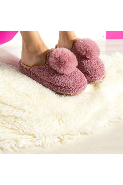 leon Pom-Pom Patterned House Slippers