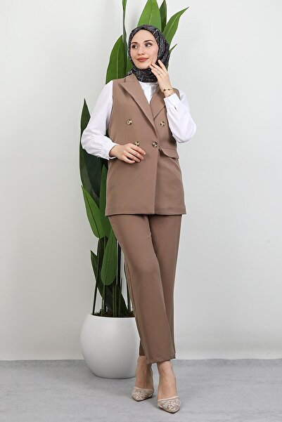 GİYZAMİLA Tomris Vest Set Set Mink