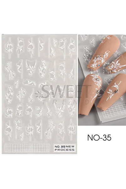 Choice NO-35 White Lace Flower Nail Art Sticker Acrylic Floral Charm Adhesive...
