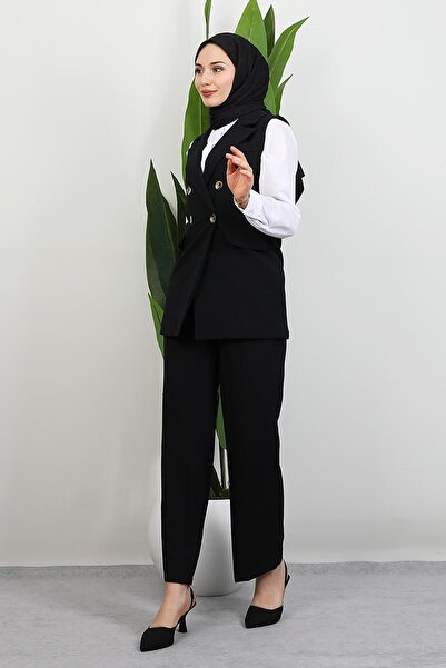 GİYZAMİLA Tomris Vest Set Set Black