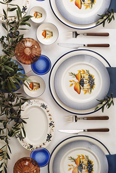 Kütahya Porselen Bone Organic Touch 14 Piece Breakfast Set for 6 People