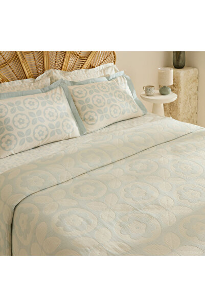 Karaca Home Shayla Blue Printed Muslin Double Pique Set