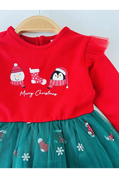 COLORED BABY Baby Girl Lined Tulle Skirt Christmas New Year Themed Dress One Piece