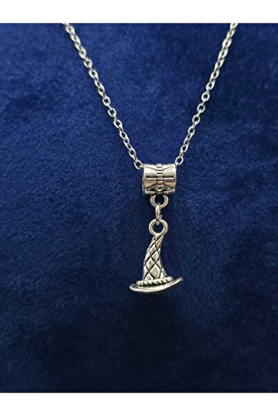 sarıyer silver Sorcerer Witch Hat Steel Necklace Halloween Halloween Themed Gothic Jewelry